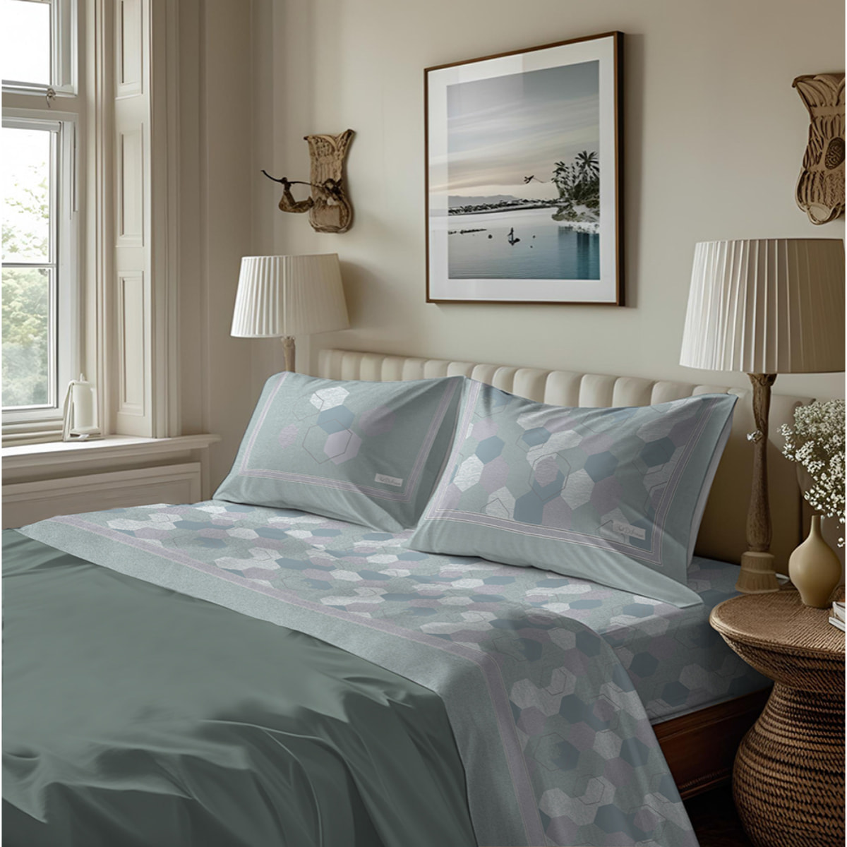 Completo letto in flanella bologna verde