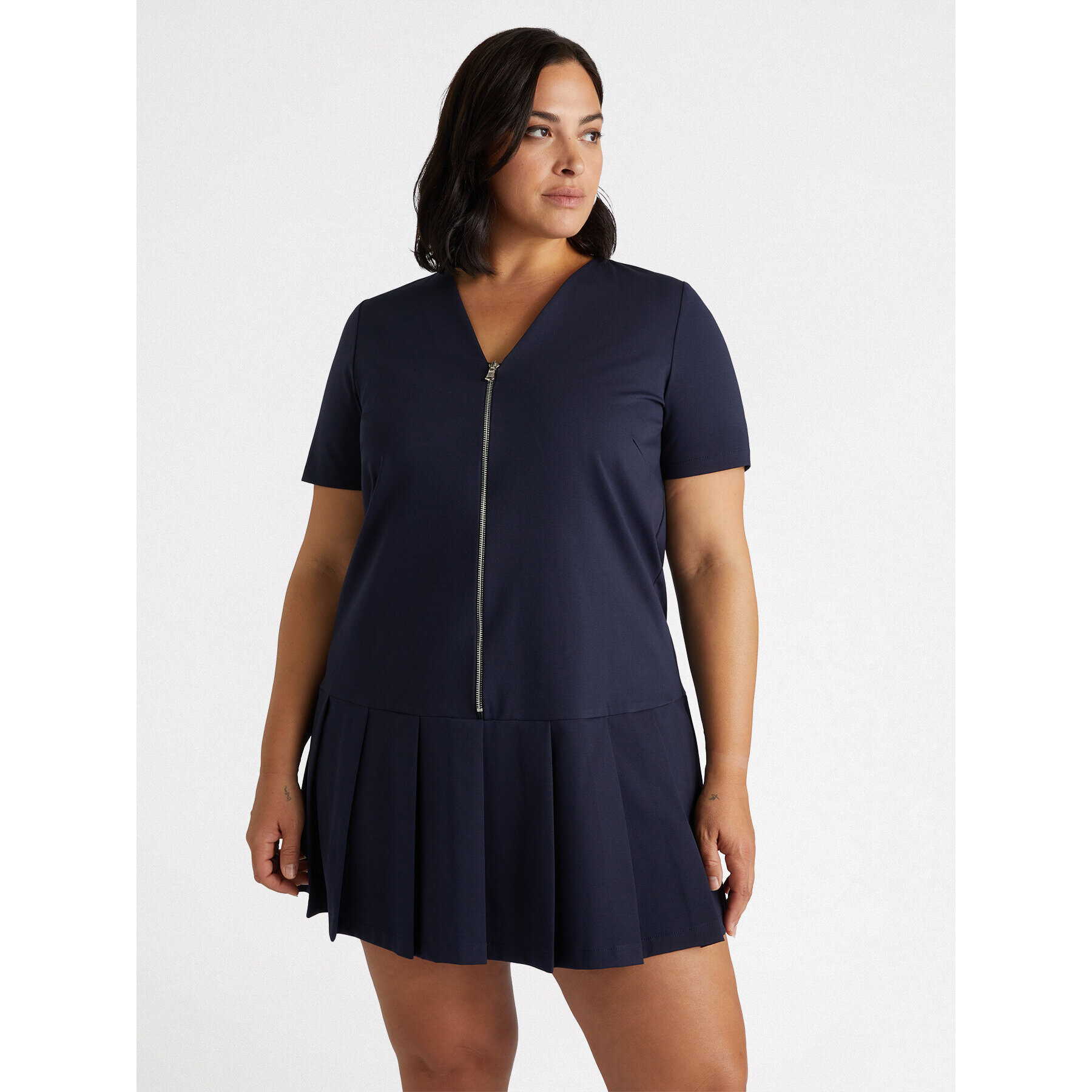 Fiorella Rubino - Vestido corto con cremallera y pliegues - Azul