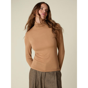 Oltre - T-shirt dolcevita misto cashmere - Beige