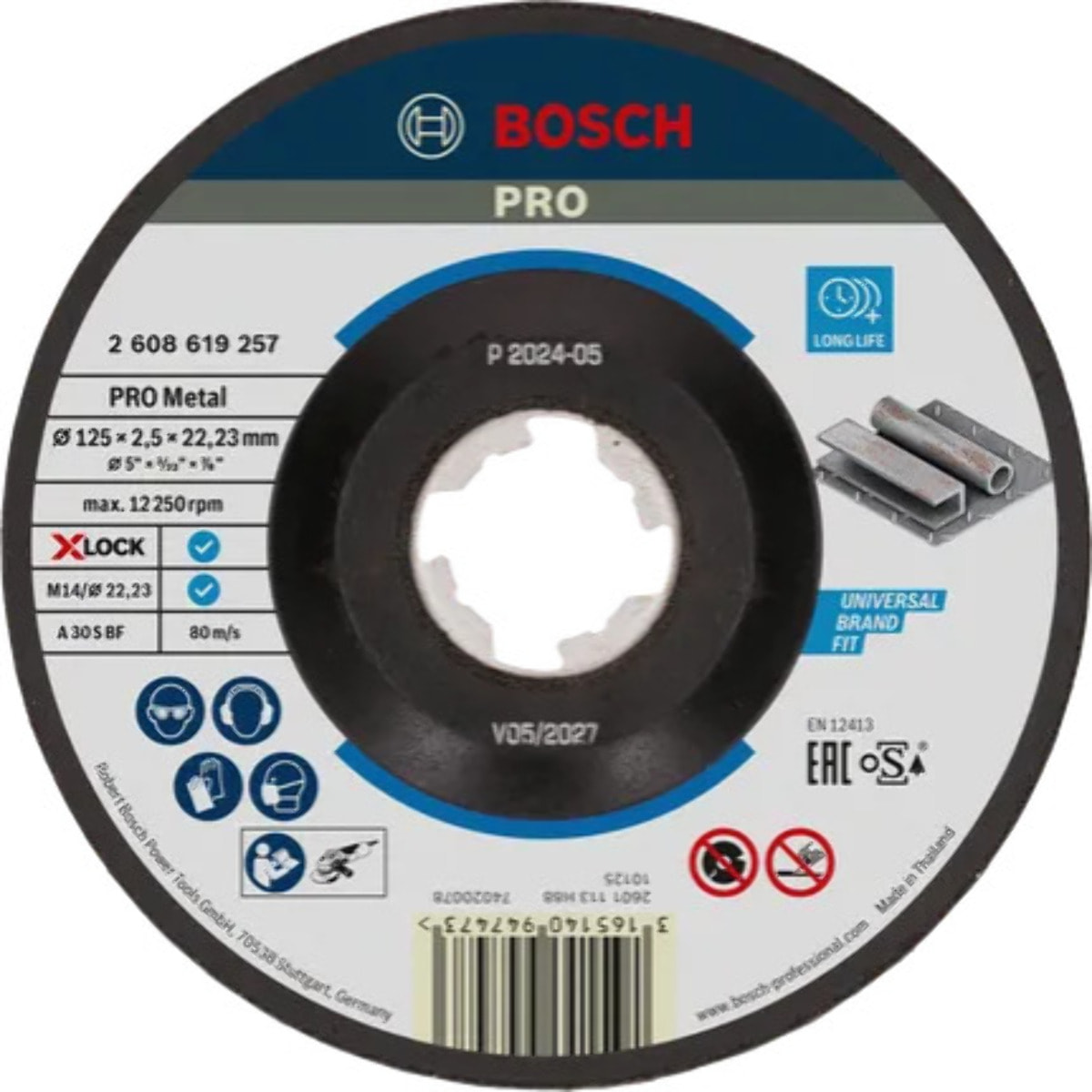 Disque Expert X-Lock Metal BOSCH 125x2.5 déporté - 2608619257