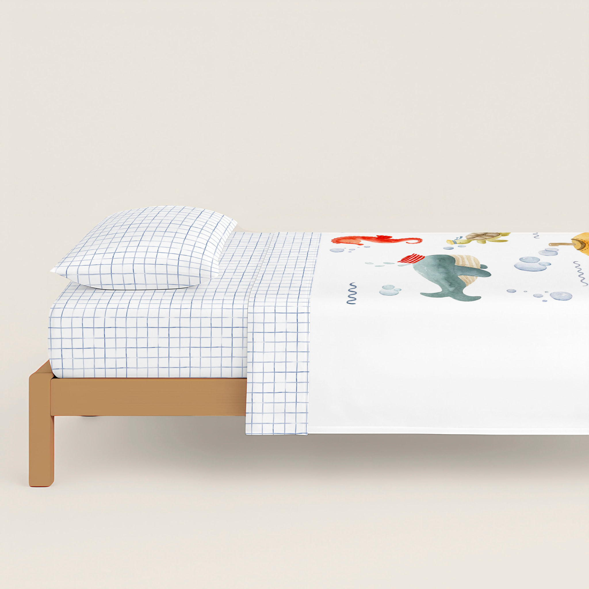 Cool Kids - Funda Nórdica Estampada - Reversible - Infantil - Cierre Solapa - 100% Algodón - Incluye 1 Funda de Almohada - Submarine