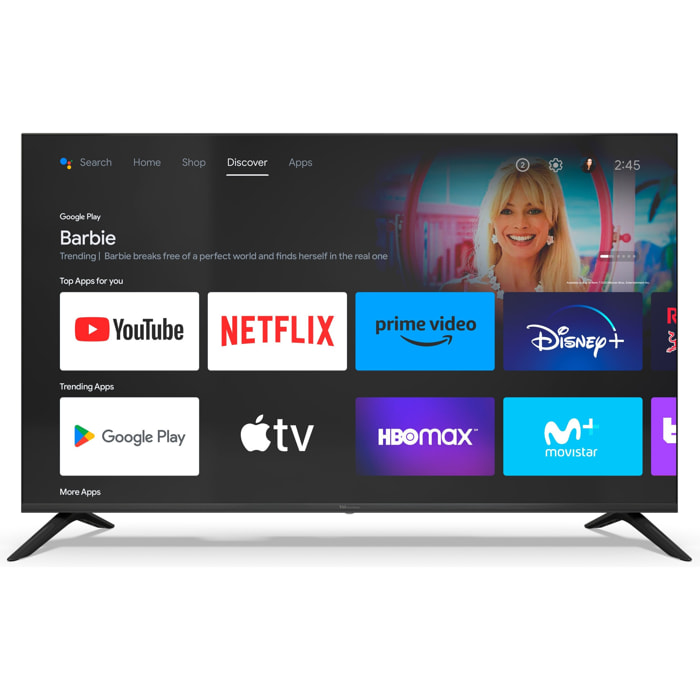 Smart TV 50 pulgadas QLED 4K Hey Google Official Assistant con control por voz. Televisor Android 11 - TD Systems PRIME50C19GLQ