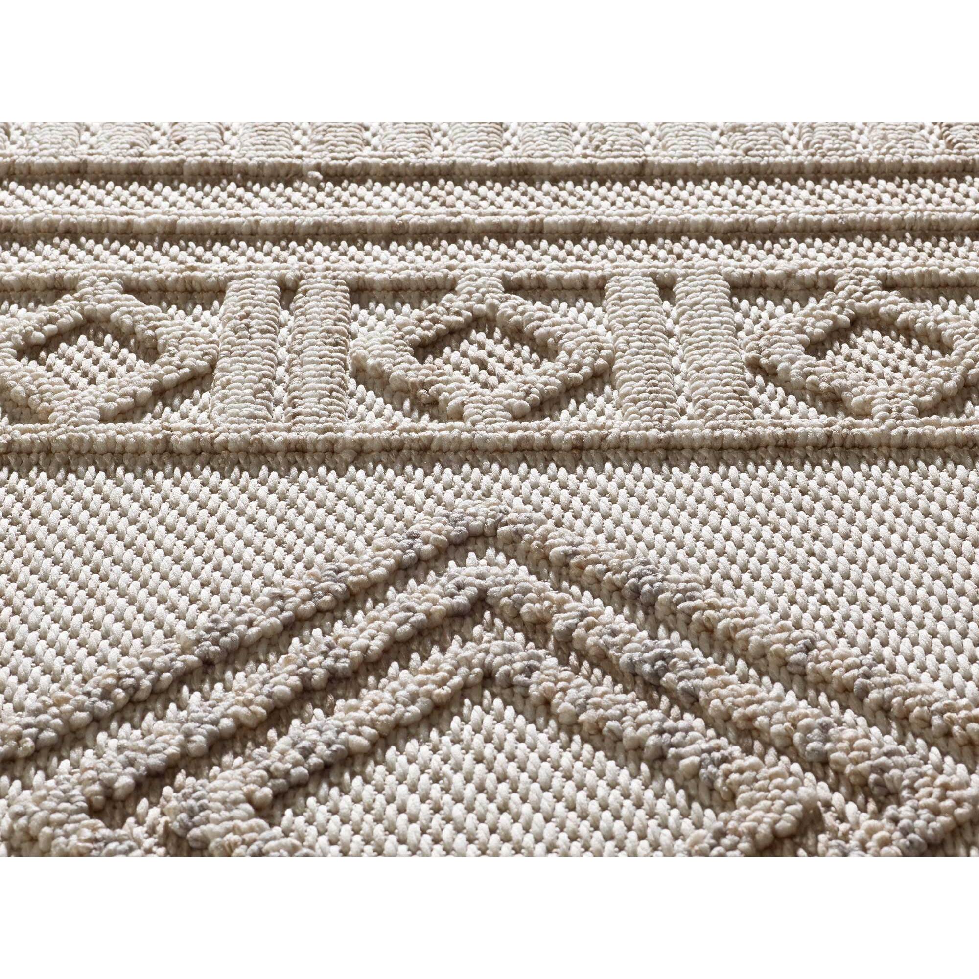 ELEMENT Alfombra étnica con relieve en color beige, varias medidas disponibles.