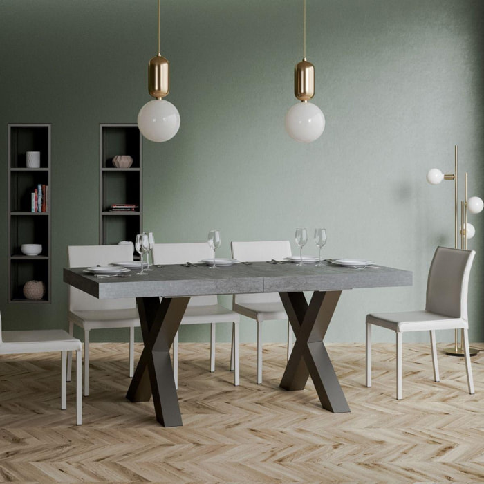Table Traffic Extensible Dessus Ciment 90x180 Allongée 284 cadre Anthracite