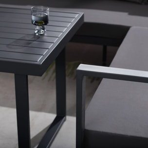 SATIPO Salon de jardin gris foncé 7/9 places canapé + 2 bancs