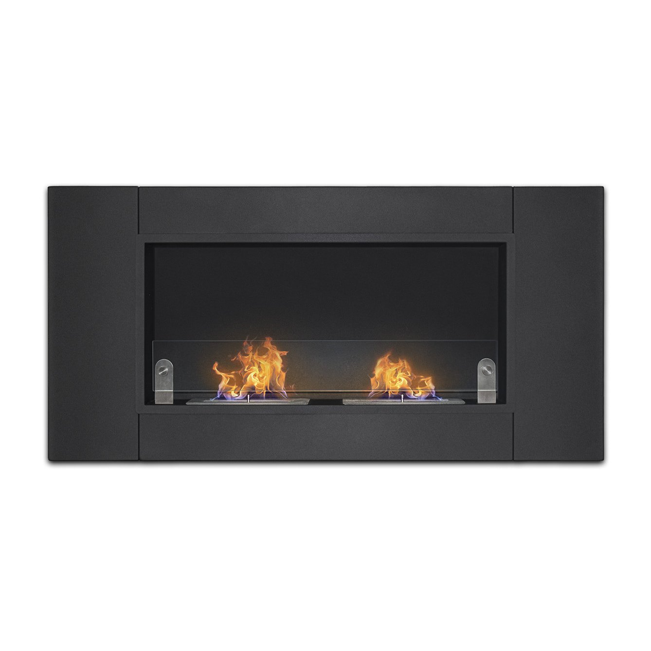 Augusto - Caminetto a bioetanolo da incasso con 2 bruciatori da 1.5L 110x54cm