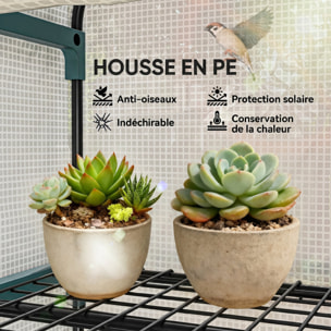 Serre de jardin balcon étagère serre 4 niveaux 0,7L x 0,5l x 1,6H m acier galvanisé bâche amovible PE haute densité blanc