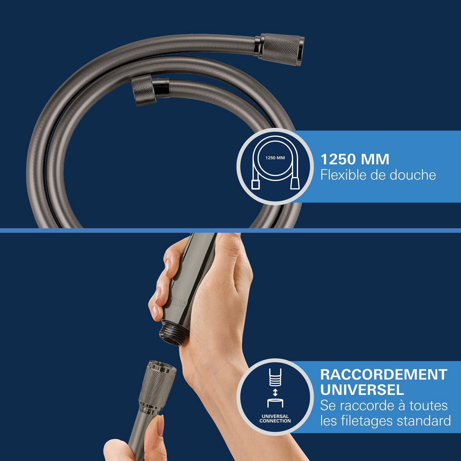 Flexible de douche 1250mm - Hard Graphite
