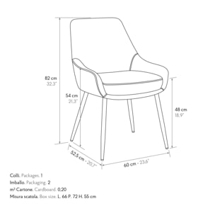Set di 4 sedie TALLINN in tessuto antracite e gambe in metallo nero opaco, con braccioli