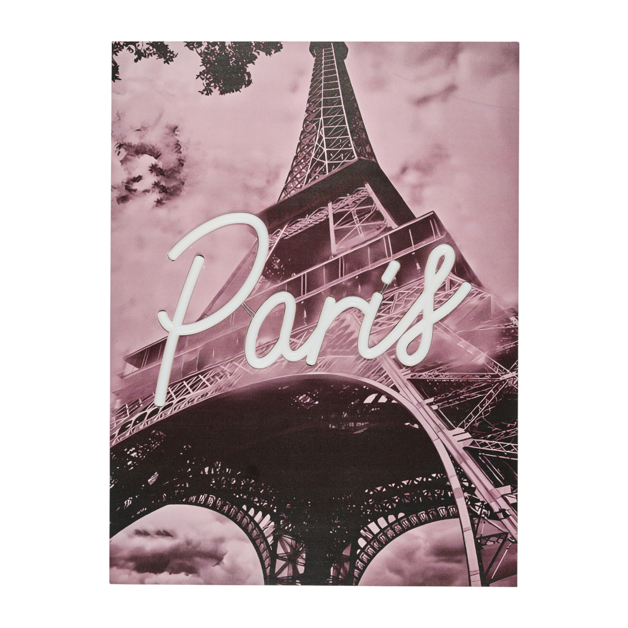 Tableau LED - HOME DECO FACTORY - Paris - Lumineux - Noir et rose
