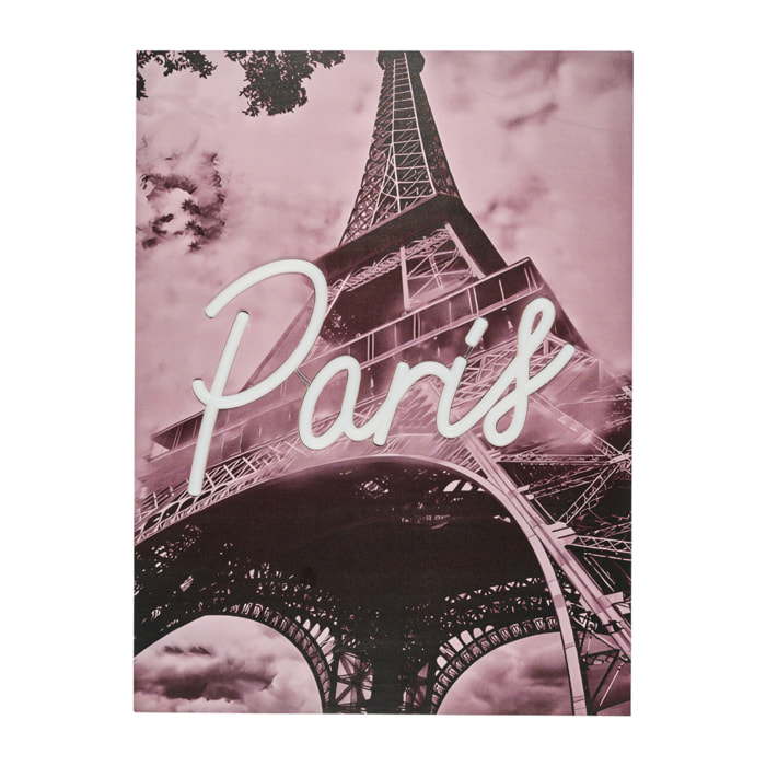 Tableau LED - HOME DECO FACTORY - Paris - Lumineux - Noir et rose