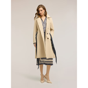 Motivi - Trench in drill misto cotone con doppia cintura - Beige