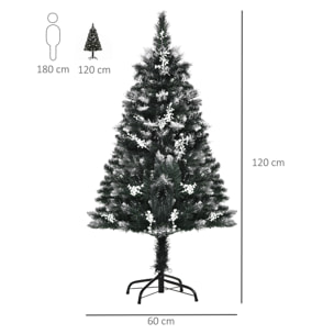 Árbol de Navidad 120 cm Árbol de Navidad Artificial con 222 Ramas 28 Decoraciones Soporte de Acero Base Plegable y Desmontable para Salón Verde