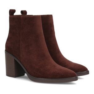 Botines efecto ante con tacón ancho para mujer.