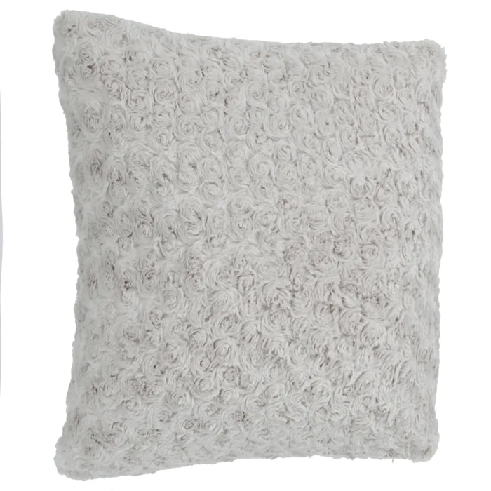 Coussin fourrure bouclé gris 45x45cm
