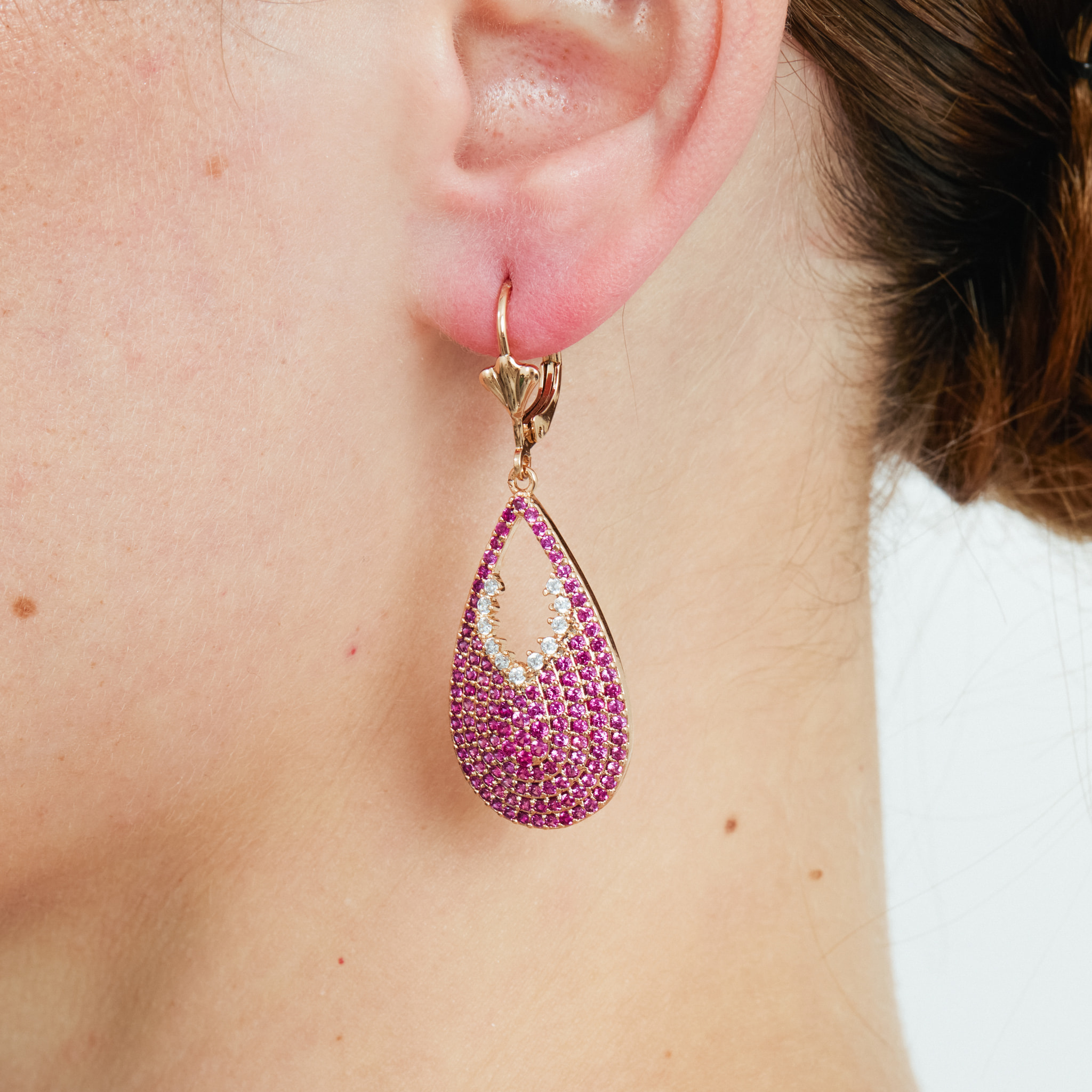 Pendientes Fenbach acabado oro rosa 18k