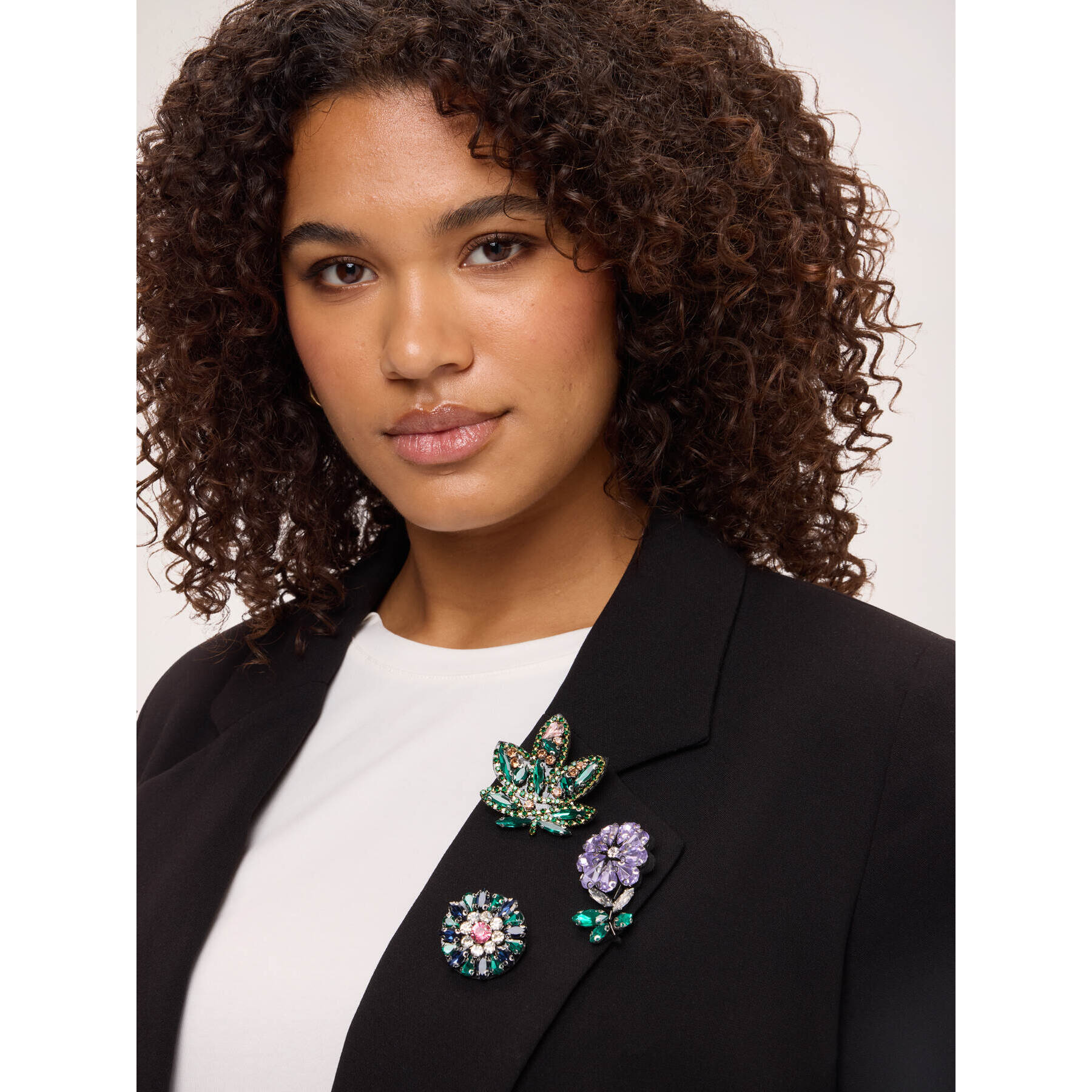 Fiorella Rubino - Blazer doppiopetto con applicazione gioiello - Nero