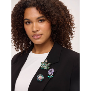 Fiorella Rubino - Blazer doppiopetto con applicazione gioiello - Nero