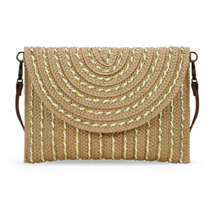 Bolso de mano marrón claro con solapa