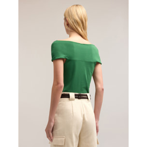 Motivi - T-shirt off-shoulder - Verde