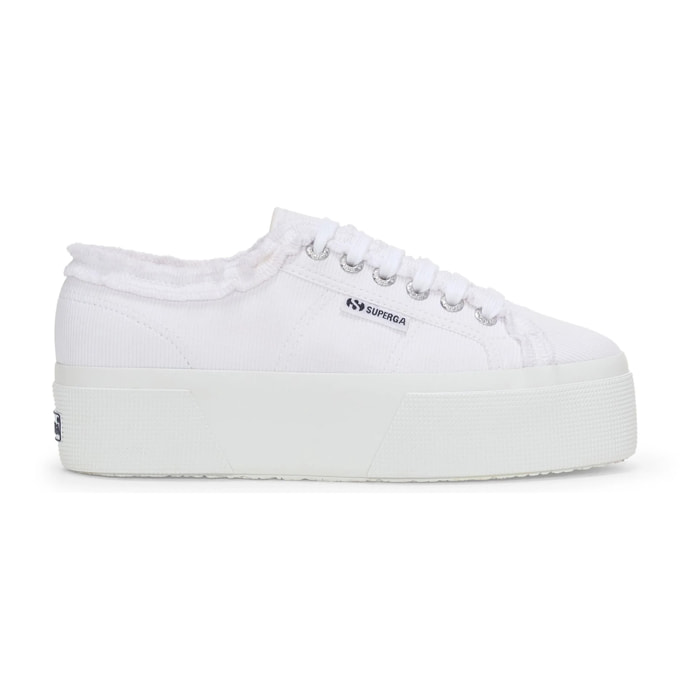 Scarpe da donna Superga Bianco 3790 Platform Jersey Rouches Leggera
