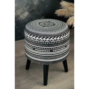 Pouf contenitore Excelsa Etnico in velluto e legno 38x38x45 cm multicolore