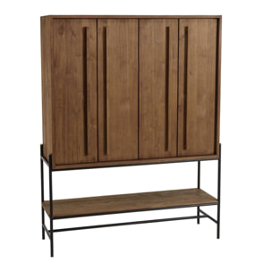 SIXTINE - Buffet 4 portes 1 niche en bois de teck recyclé
