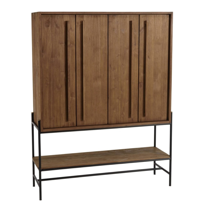 SIXTINE - Buffet 4 portes 1 niche en bois de teck recyclé
