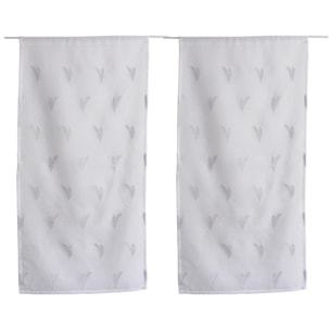 Paire de petits voilages aux broderies bicolores - Blanc
