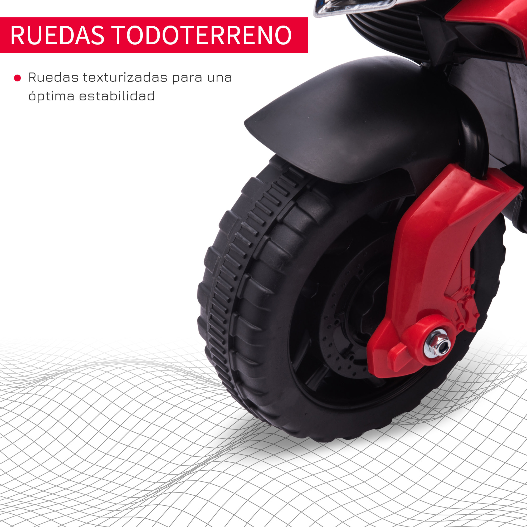 Moto Eléctrica para Niños de 18-48 Meses 6V con Faros Bocina 2 Ruedas de Equilibrio Velocidad 3 km/h Avance y Retroceso Motocicleta de Juguete Carga 25 kg 88,5x42,5x49 cm Rojo