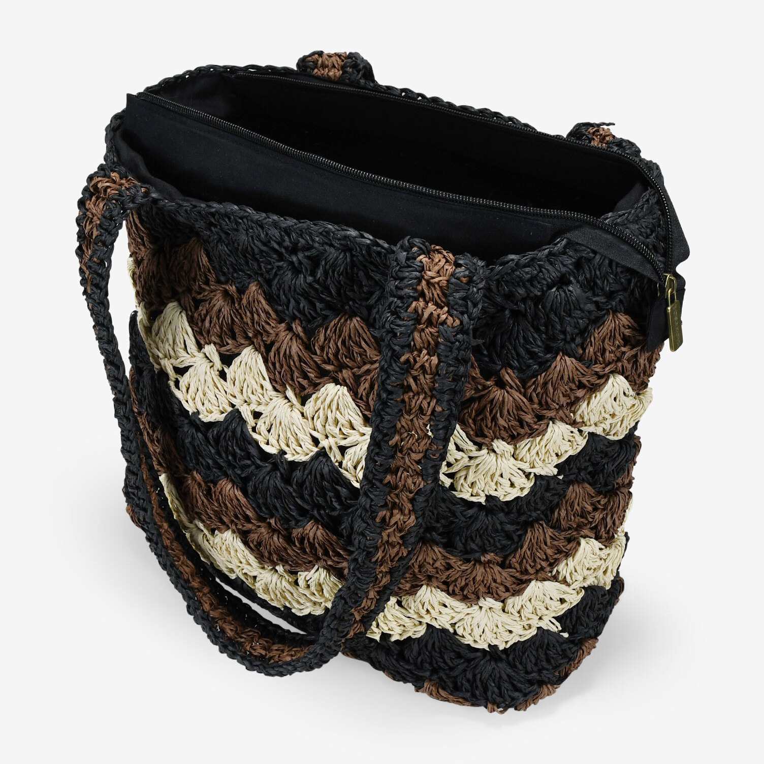 Bolso tote marrón en rafia trenzada