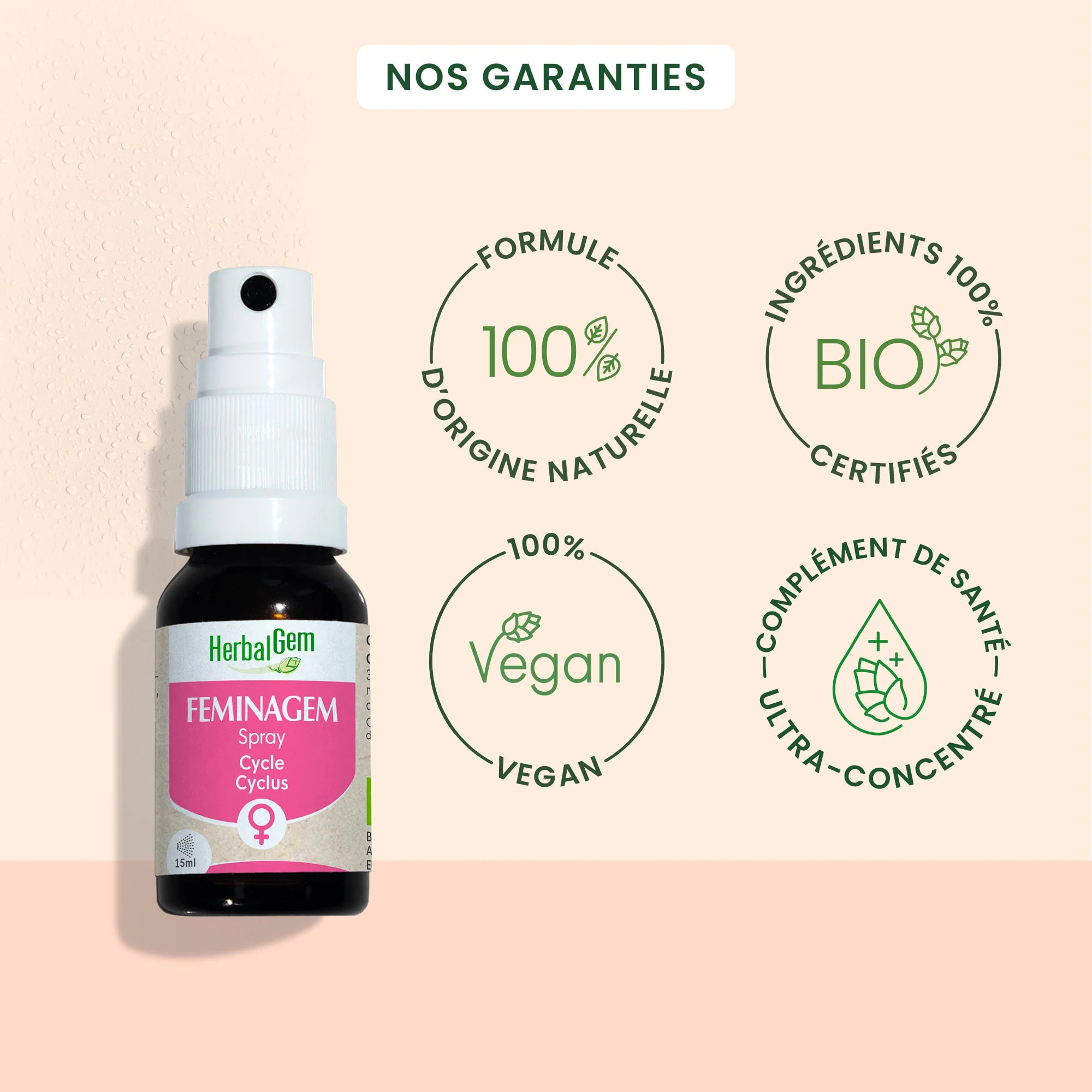 Herbalgem- FeminaGem spray - cycle féminin - Bio - 15 ml