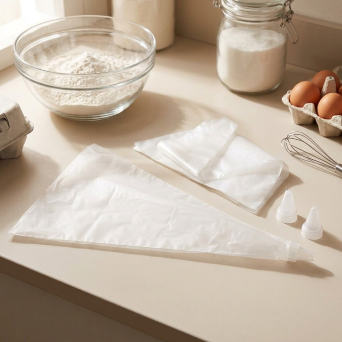 Lot de 20 poches à douille jetables et 3 embouts plastique réemployables 32 cm Zenker Smart Pastry