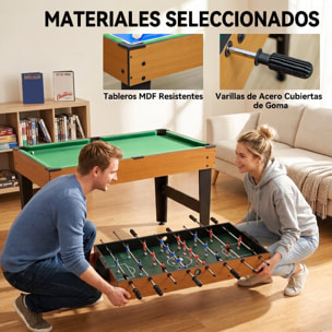 Mesa Multijuegos 4 en 1, Mesa de Juegos con Futbolines, Billar, Hockey, Ping Pong y Accesorios, Fácil Montaje, Compacta, Diversión Familiar para Adultos y Niños, 107x61x84,5 cm, Natural y Negro