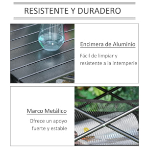 Mesa de Camping Plegable con Almacenaje de Malla Bolsa de Transporte 70x70x69 cm