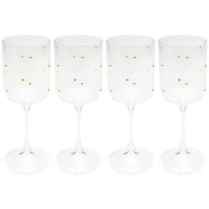 Verres à vin Glam Dots dorés set de 4 Kare Design