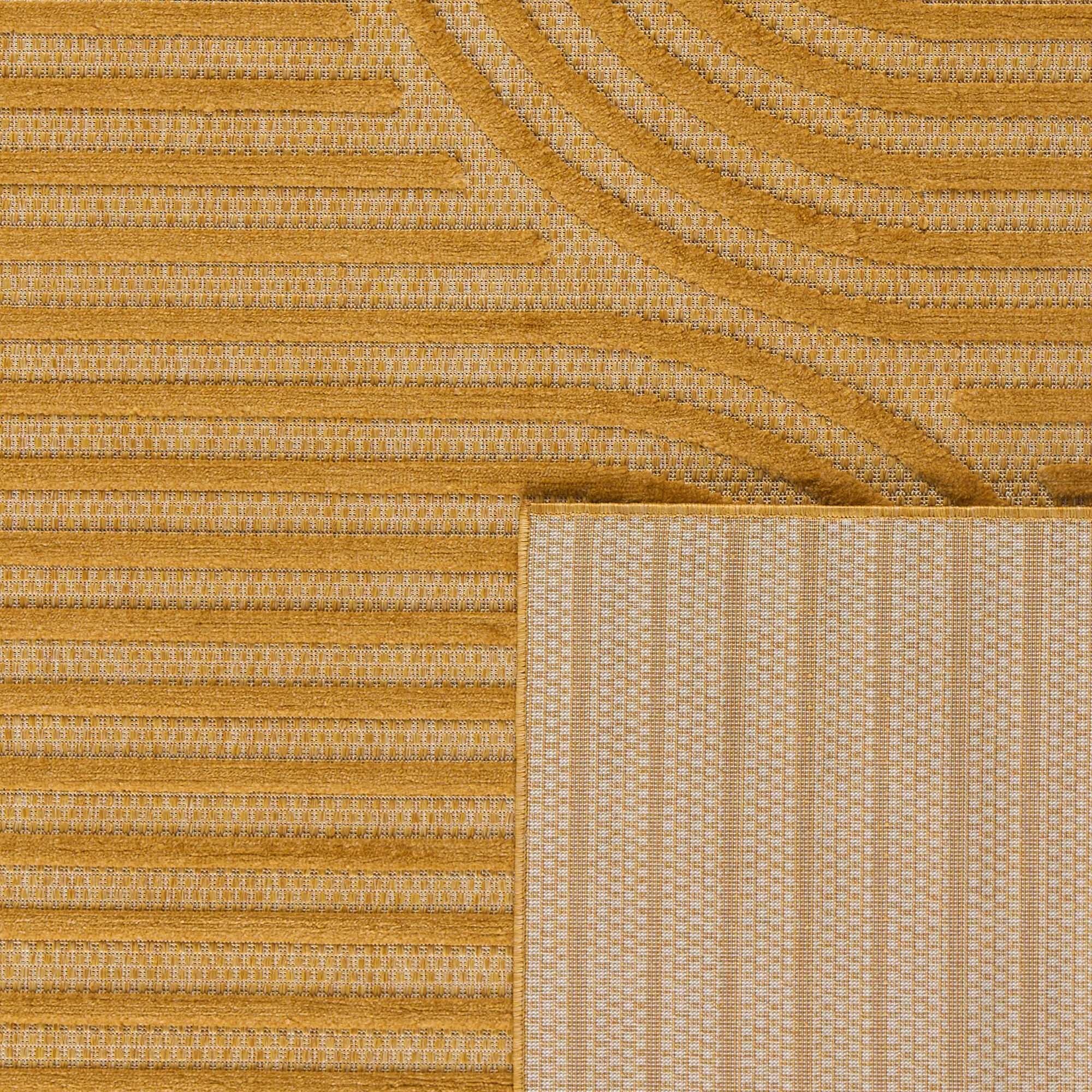 SANTORINI - Tapis d'intérieur/extérieur à motifs en relief géométrique - Jaune