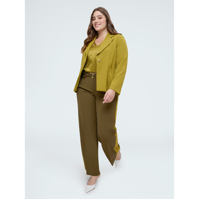 Fiorella Rubino - Pantalones Wide Leg bicolor - Verde militare