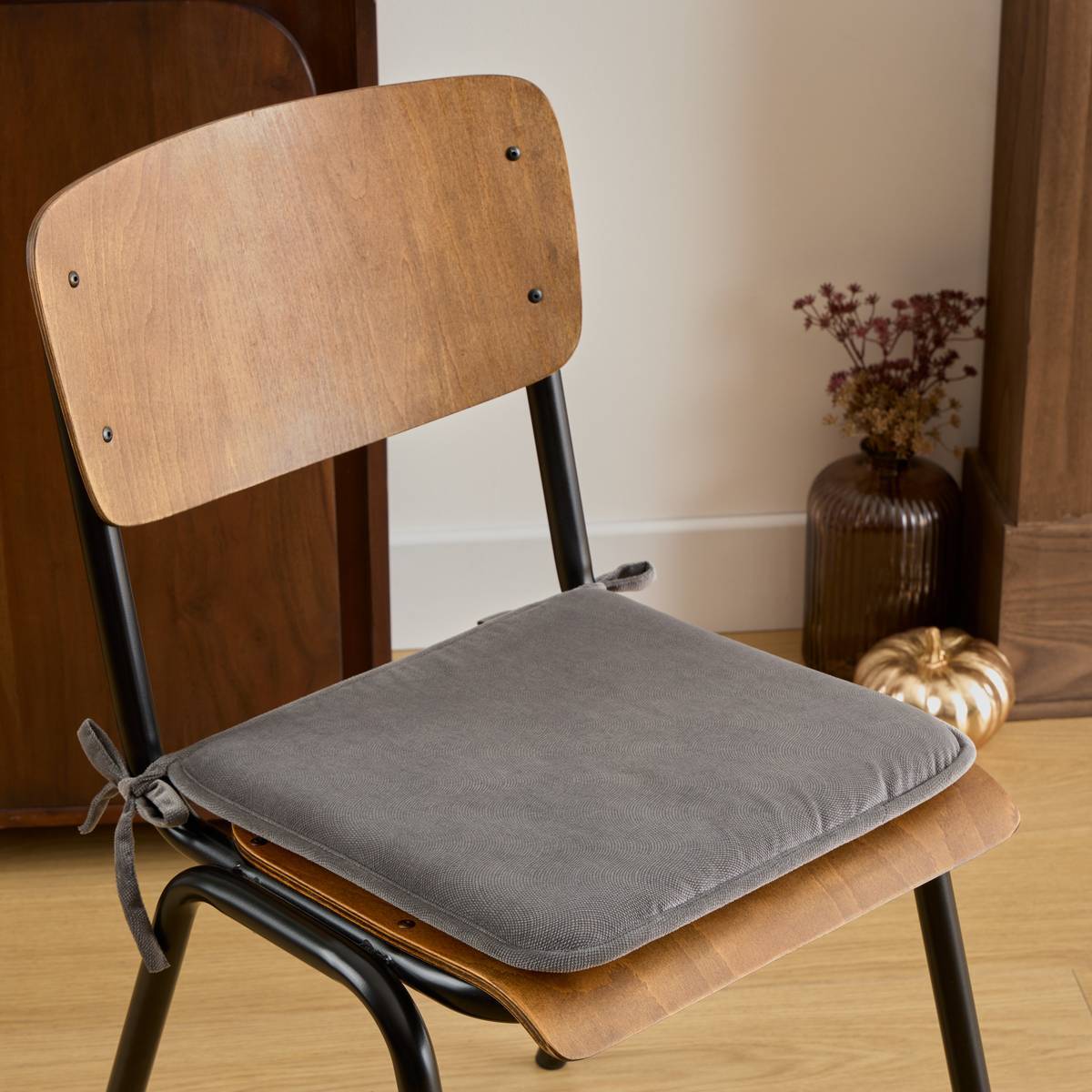 Galette de chaise Lilou gris foncé 38x38cm