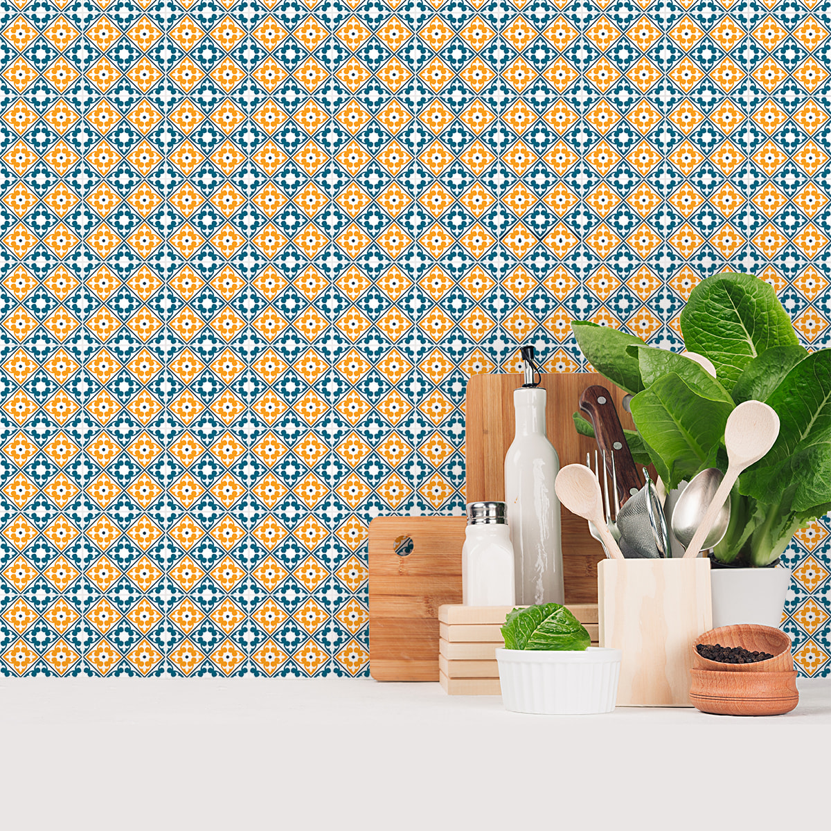 Stickers muraux - Sticker Mural Carrelage adhésif Cuisine Salle de Bain - 30 STICKERS CARRELAGES AZULEJOS LUNGELO