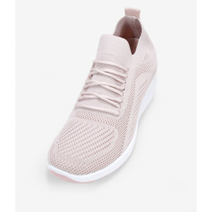 Zapatillas de tela rosa con cuña y cordones