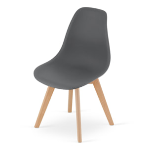 Sedia di design Kito grigio scuro con gambe in faggio