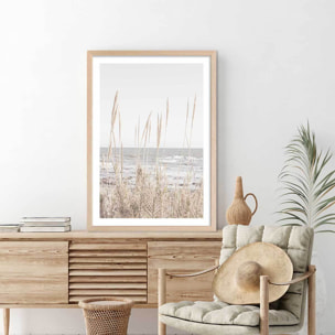 Poster épis au bord de l'eau Affiche + cadre en bois - Chêne