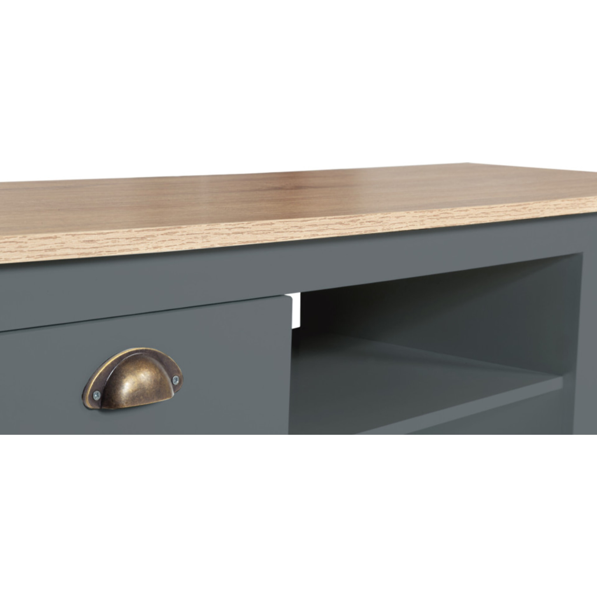 Meuble TV Ninon 2 portes - Bois - Gris