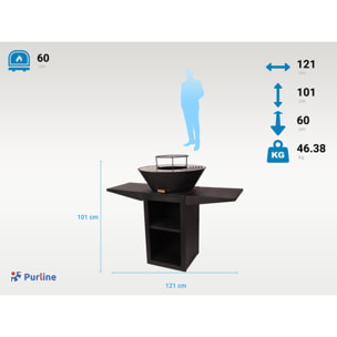 Barbecue avec plaque ronde, grill et support