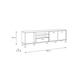 Meuble TV 200 cm bois effet chêne et noir - YAL