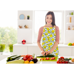 Set 2 Pezzi Grembiule Cucina Con Tasche 100% Cotone Disegno Peschiera