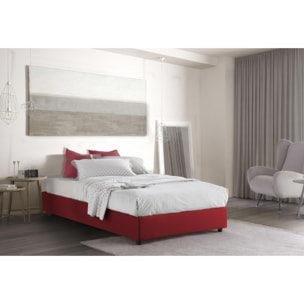 Letto piazza e mezza Nicole, Letto contenitore con rivestimento in tessuto, 100% Made in Italy, Apertura frontale, adatto per materasso Cm 120x190, Rosso