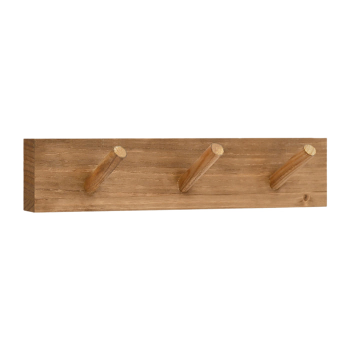 Colgador de pared de madera maciza en tono roble oscuro de 26x5cm Alto: 5 Largo: 26 Ancho: 1.4