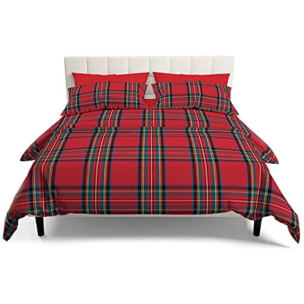Intrecci - Parure Copripiumino Tartan Scozzese, Set Sacco Piumino e Federe in Puro Cotone, Una Piazza e Mezza